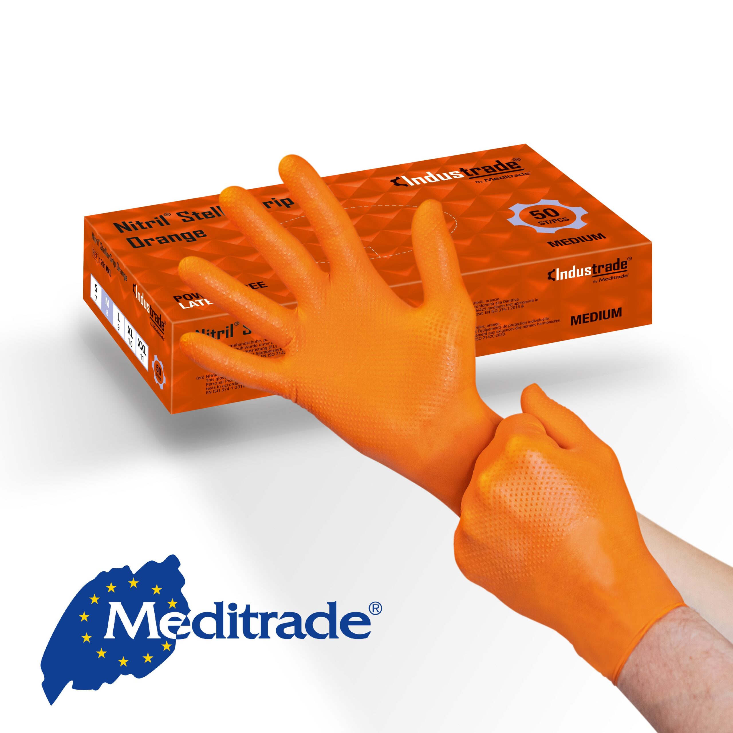 Featured image for “Meditrade Stellar-Grip Nitril Handschuhe puderfrei mit Diamantstruktur”